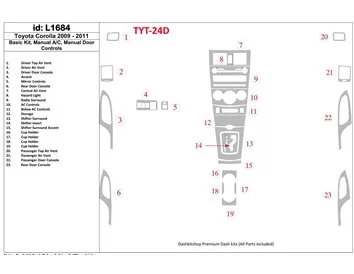 Toyota Corolla 2009-UP Basic Set, Manual Gearbox Doors Controls Interior BD Dash Trim Kit - 1 - Interior Dash Trim Kit