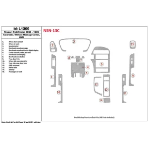 Nissan Pathfinder 1996-1999 Automatic Gearbox, Without Message Center, 4WD, 15 Parts set Interior BD Dash Trim Kit 2