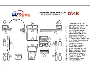 Chevrolet Cobalt 2005-UP Sedan, Manual Gear Box Interior BD Dash Trim Kit - 1 - Interior Dash Trim Kit