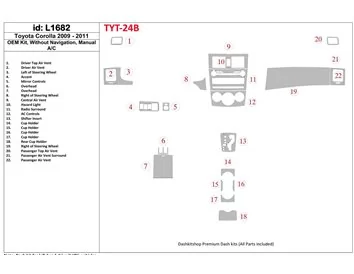 Toyota Corolla 2009-UP OEM Compliance, Without NAVI Interior BD Dash Trim Kit - 1 - Interior Dash Trim Kit