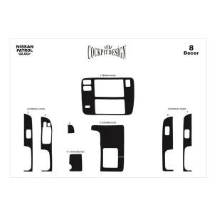 Nissan Patrol 02.00-06.04 3D Interior Dashboard Trim Kit Dash Trim Dekor 8-Parts 2