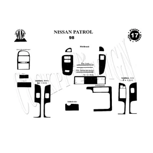 Nissan Patrol 03.1998 3D Interior Dashboard Trim Kit Dash Trim Dekor 17-Parts