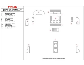 Toyota FJ Cruiser 2007-UP Basic Set, Manual Gear Box Interior BD Dash Trim Kit - 1 - Interior Dash Trim Kit