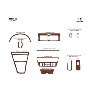 BMW X3 E83 09.2003 3D Interior Dashboard Trim Kit Dash Trim Dekor 12-Parts 2