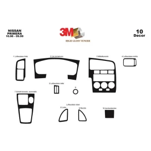 Nissan Primera 09.96-09.99 3D Interior Dashboard Trim Kit Dash Trim Dekor 10-Parts 2