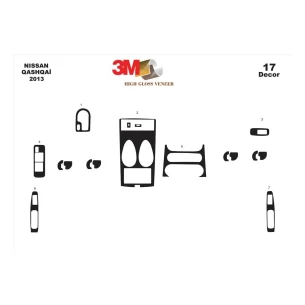 Nissan Qashqai 01.11-12.12 3D Interior Dashboard Trim Kit Dash Trim Dekor 19-Parts