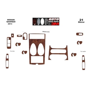 Nissan Qashqai 01.2013 3D Interior Dashboard Trim Kit Dash Trim Dekor 21-Parts 2