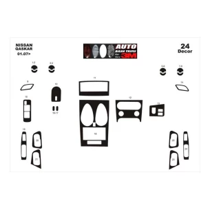Nissan Qashqai 01.07-12.10 3D Interior Dashboard Trim Kit Dash Trim Dekor 24-Parts 2