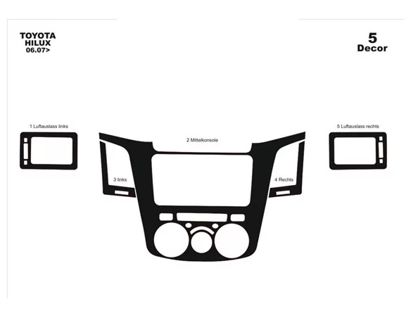 Toyota Hilux MK7 2004–2015 3D Interior Dashboard Trim Kit Dash Trim Dekor 5-Parts - 1 - Interior Dash Trim Kit