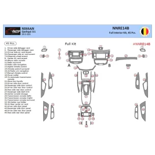 Nissan Qashqai 2013–2021 3D Interior Dashboard Trim Kit Dash Trim Dekor 45-Parts 2