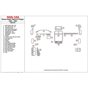 Nissan Quest 1993-1995 Full Set, 21 Parts set Interior BD Dash Trim Kit