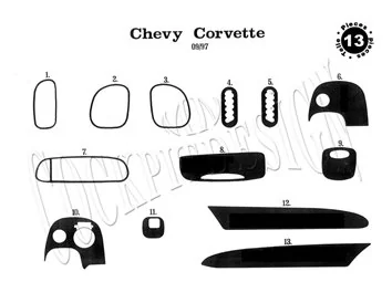 Chevrolet Corvette 09.1997 3D Interior Dashboard Trim Kit Dash Trim Dekor 13-Parts - 1 - Interior Dash Trim Kit