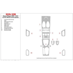 Nissan Roque 2008-2010 Full Set, Without Center Speaker Interior BD Dash Trim Kit 2