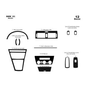 BMW X3 E83 09.2003 Manual AC 3D Interior Dashboard Trim Kit Dash Trim Dekor 12-Parts 2
