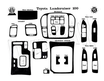 Toyota Prado 01.97-12.00 3D Interior Dashboard Trim Kit Dash Trim Dekor 15-Parts