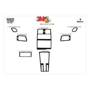 Nissan Terrano 4x4 05.96-12.02 3D Interior Dashboard Trim Kit Dash Trim Dekor 7-Parts 2