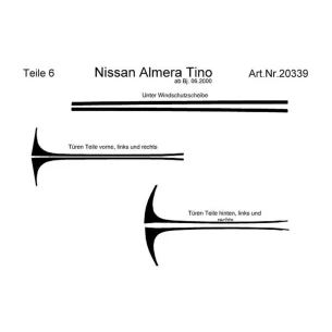 Nissan Tino 01.2000 3D Interior Dashboard Trim Kit Dash Trim Dekor 6-Parts 2