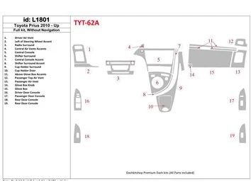 Toyota Prius 2010-UP Full Set, Without NAVI Interior BD Dash Trim Kit - 1 - Interior Dash Trim Kit