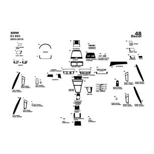 BMW X3 E83 2004-2010 3D Interior Dashboard Trim Kit Dash Trim Dekor 48-Parts 2