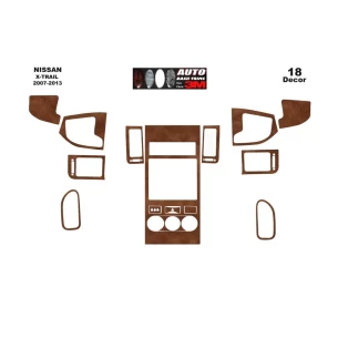 Nissan X Trail 2007-2013 3D Interior Dashboard Trim Kit Dash Trim Dekor 16-Parts 2