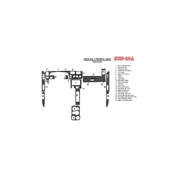 Nissan Xterra 2000-2000 Automatic Gearbox 22 Parts set Interior BD Dash Trim Kit