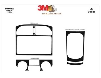 Toyota Rav 4 XA20 11.03-12.04 3D Interior Dashboard Trim Kit Dash Trim Dekor 4-Parts