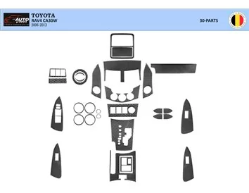 Toyota Rav 4 XA30 2006–2012 3D Interior Dashboard Trim Kit Dash Trim Dekor 61-Parts - 1 - Interior Dash Trim Kit