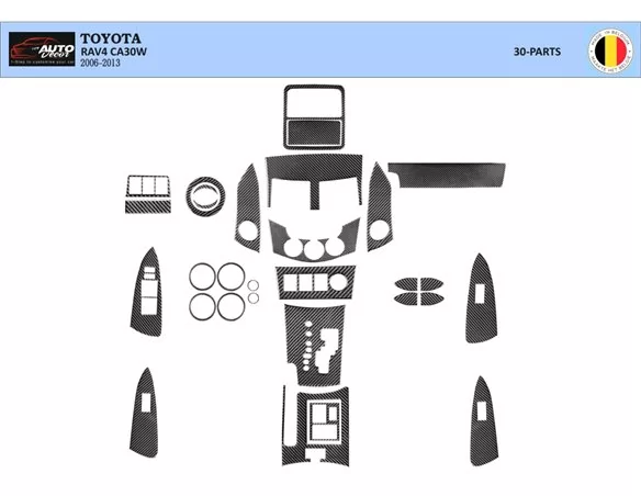 Toyota Rav 4 XA30 2006–2012 3D Interior Dashboard Trim Kit Dash Trim Dekor 61-Parts - 1 - Interior Dash Trim Kit