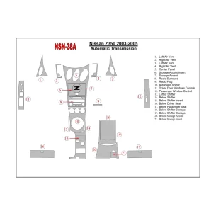 Nissan Z350 2003-2005 Full Set, Automatic Gear Interior BD Dash Trim Kit 2