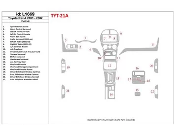 Toyota RAV-4 2001-2002 Full Set Interior BD Dash Trim Kit - 1 - Interior Dash Trim Kit