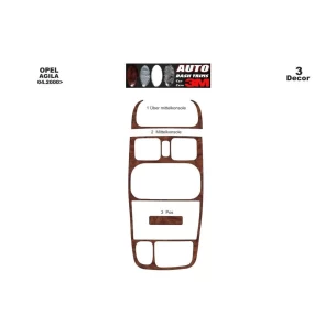 Opel Agila 04.00-12.03 3D Interior Dashboard Trim Kit Dash Trim Dekor 3-Parts 2