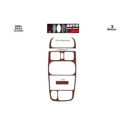 Opel Agila 04.00-12.03 3D Interior Dashboard Trim Kit Dash Trim Dekor 3-Parts