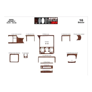 Opel Astra F 09.91-02.98 3D Interior Dashboard Trim Kit Dash Trim Dekor 16-Parts 2