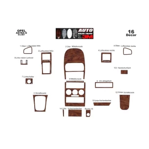 Opel Astra G 03.98-12.03 3D Interior Dashboard Trim Kit Dash Trim Dekor 16-Parts 2