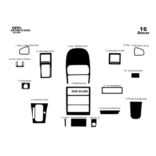 Opel Astra G 03.98-12.03 DIGI AUT 3D Interior Dashboard Trim Kit Dash Trim Dekor 16-Parts 2