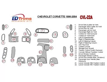 Chevrolet Corvette 1998-2004 Full Set Interior BD Dash Trim Kit - 1 - Interior Dash Trim Kit