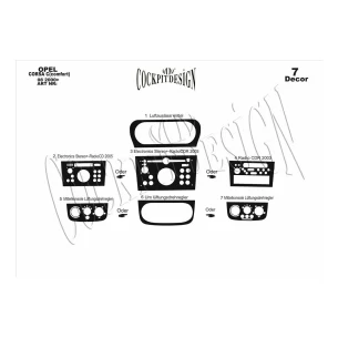 Opel Corsa C – Combo 08.00-06.06 3D Interior Dashboard Trim Kit Dash Trim Dekor 6-Parts 2
