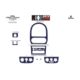 Opel Corsa C – Pick-up 01.03-12.06 3D Interior Dashboard Trim Kit Dash Trim Dekor 6-Parts 2