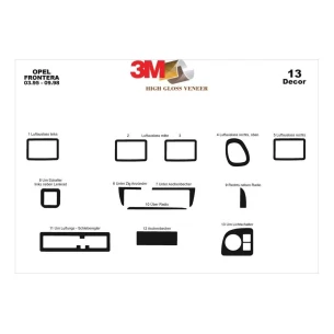 Opel Frontera 03.95-09.98 3D Interior Dashboard Trim Kit Dash Trim Dekor 13-Parts 2