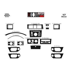 Opel Meriva 02.03-12.07 3D Interior Dashboard Trim Kit Dash Trim Dekor 17-Parts 2