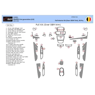 Opel Mokka ab 2012 3D Interior Dashboard Trim Kit Dash Trim Dekor 35-Parts 2