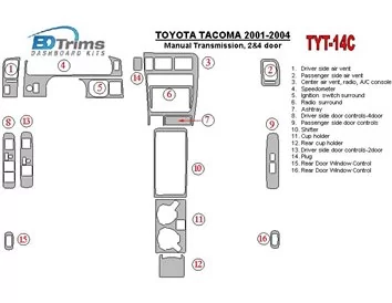 Toyota Tacoma 2000-2004 Manual Gear Box, 2&4 Doors Interior BD Dash Trim Kit - 1 - Interior Dash Trim Kit