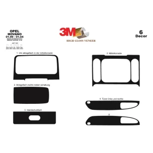 Opel Movano-Nissan Interstar 01.2002 3D Interior Dashboard Trim Kit Dash Trim Dekor 6-Parts 2