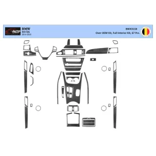 BMW X4 F26 2014–2018 3D Interior Dashboard Trim Kit Dash Trim Dekor 54-Parts
