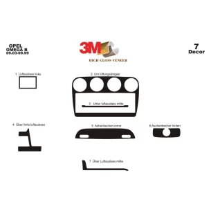 Opel Omega B1 09.93-08.99 3D Interior Dashboard Trim Kit Dash Trim Dekor 7-Parts 2