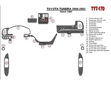 Toyota Tundra 2000-2002 4 Doors, OEM Compliance, 20 Parts set Interior BD Dash Trim Kit - 1 - Interior Dash Trim Kit
