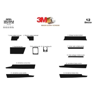 Opel Vectra A 09.87-07.95 3D Interior Dashboard Trim Kit Dash Trim Dekor 12-Parts 2