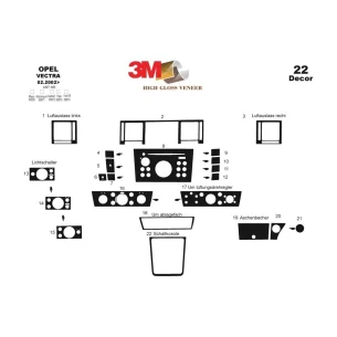 Opel Vectra C 09.02-12.08 3D Interior Dashboard Trim Kit Dash Trim Dekor 22-Parts 2