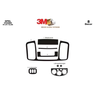 Opel Vivaro 01.01-12.06 3D Interior Dashboard Trim Kit Dash Trim Dekor 6-Parts 2