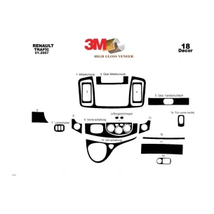 Opel Vivaro 01.07-01.11 3D Interior Dashboard Trim Kit Dash Trim Dekor 17-Parts 2